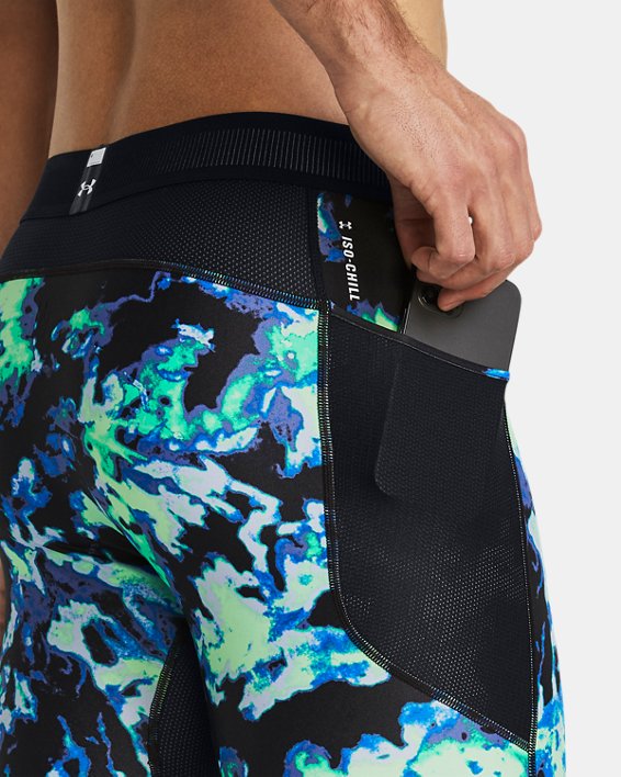 Men's HeatGear® Iso-Chill Printed Long Shorts, Green, pdpMainDesktop image number 3